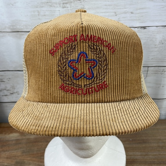 Vintage swingster corduroy support American agriculture farmer SnapBack mesh hat - Picture 2 of 8